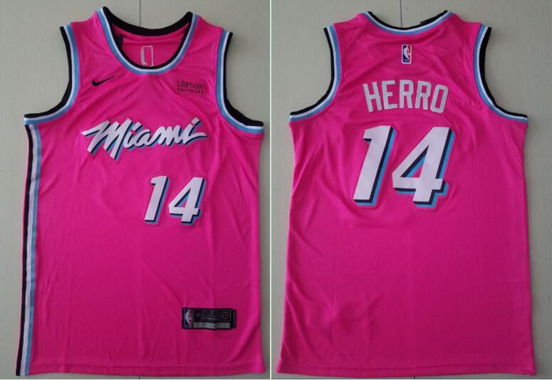 Men Miami Heat #14 Herro Pink Nike Game NBA Jerseys